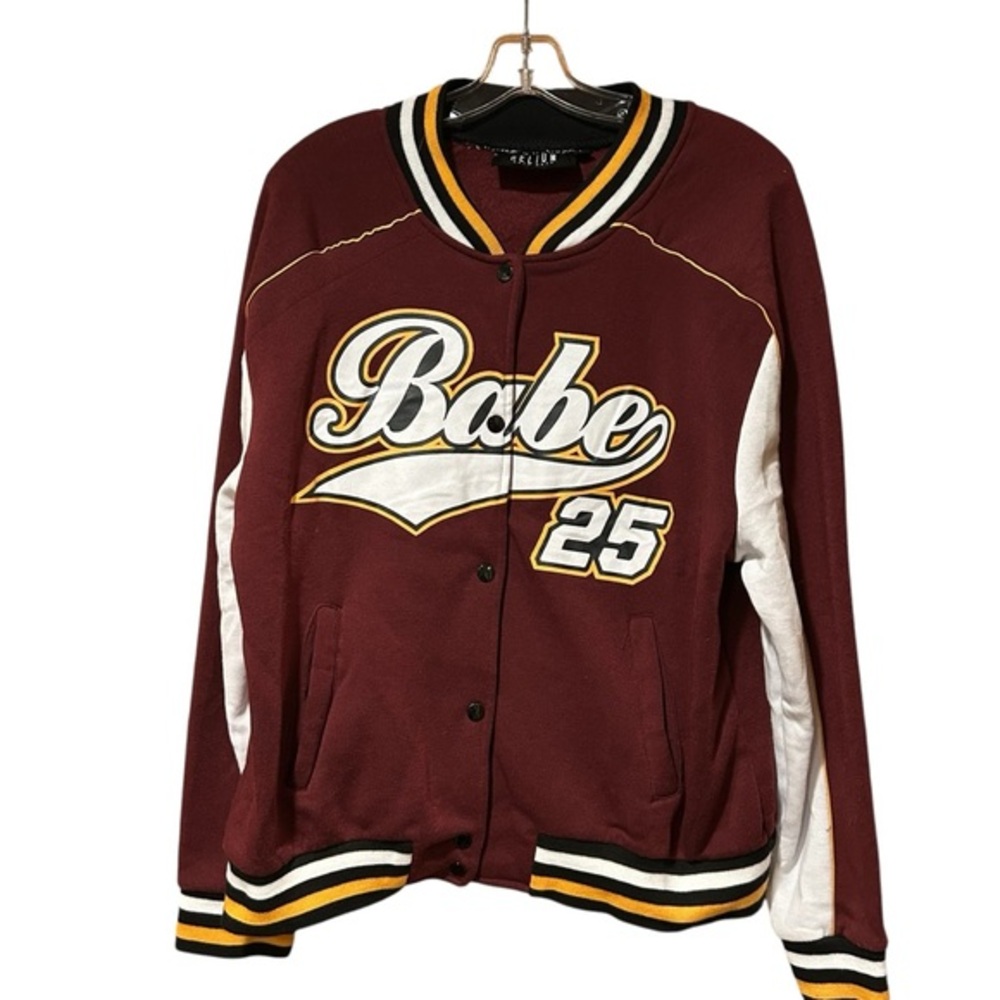Helium Moto Wear Varsity Jacket Babe Knit ‎ 2X Maroon Festival Streetwear Biker